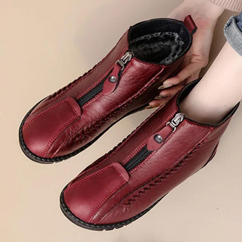 Зимние водонепроницаемые сноубутсы женские с плюшевой подкладкой зимняя обувь женские теплые ботильоны на молнии женские удобные повседневные туфли на мягкой подошве