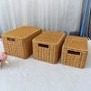 Baskets with Lid Storage Box Cover Closet Organizer Imitation Rattan Baskets  for Clothing Clothes Food  Kitchen  Organizer