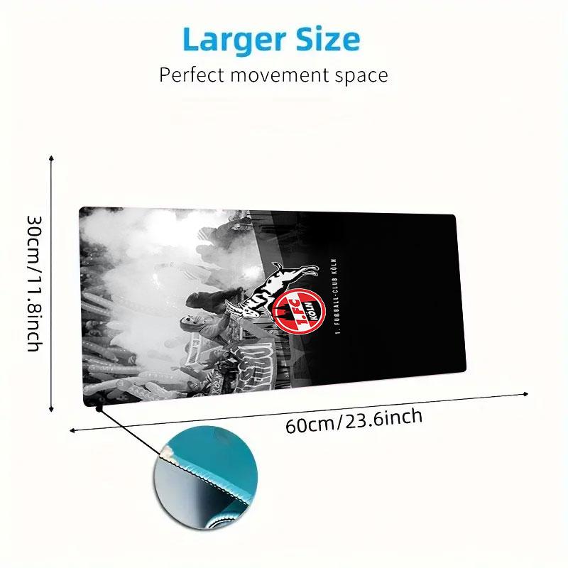 Köln FC Mouse Pad, Large Gaming Desk Mat, Non-slip XXL Mousepad for Laptop & Tablet, Mini PC Playmat with Stitched Edges
