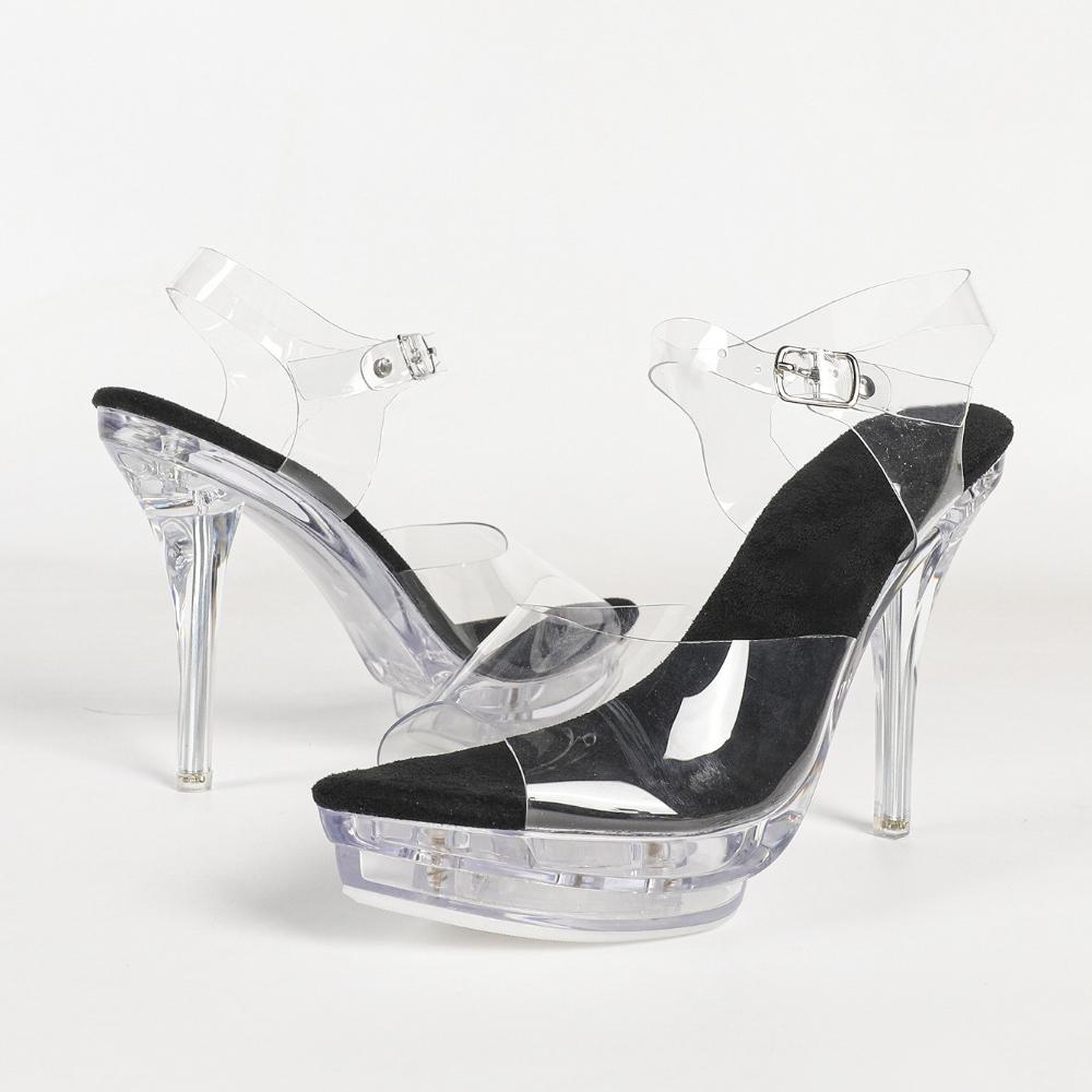 13CM Women Transparent High Heel Sandals, Thin Stiletto Platform Crystal Slippers, Sexy Nightclub Catwalk Shoes LFD-19876-1