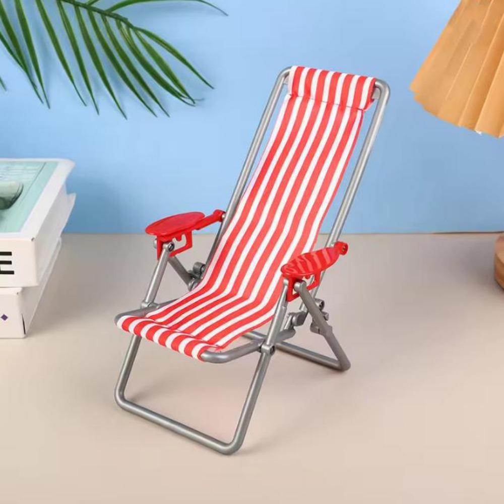 4 Colors Foldable Beach Chair Model Mini Dolls House Furniture Decoration Outdoor Dollhouse