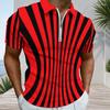 Men Plus Size Short Sleeve Quarter Zip Collared Polo Shirt Black White Printed