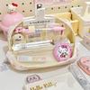 Милый складной ручной пенал Hello Kitty Китти Большая вместимость Портативная сумка для хранения Девочковая студенческая канцелярия Пенал Подарки