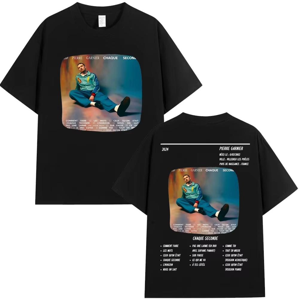 Pierre Garnier Chaque Seconde Album Tour Tshirts Mens Womens Clothing Vintage Fashion Tshirt pure Cotton Casual T Shirt
