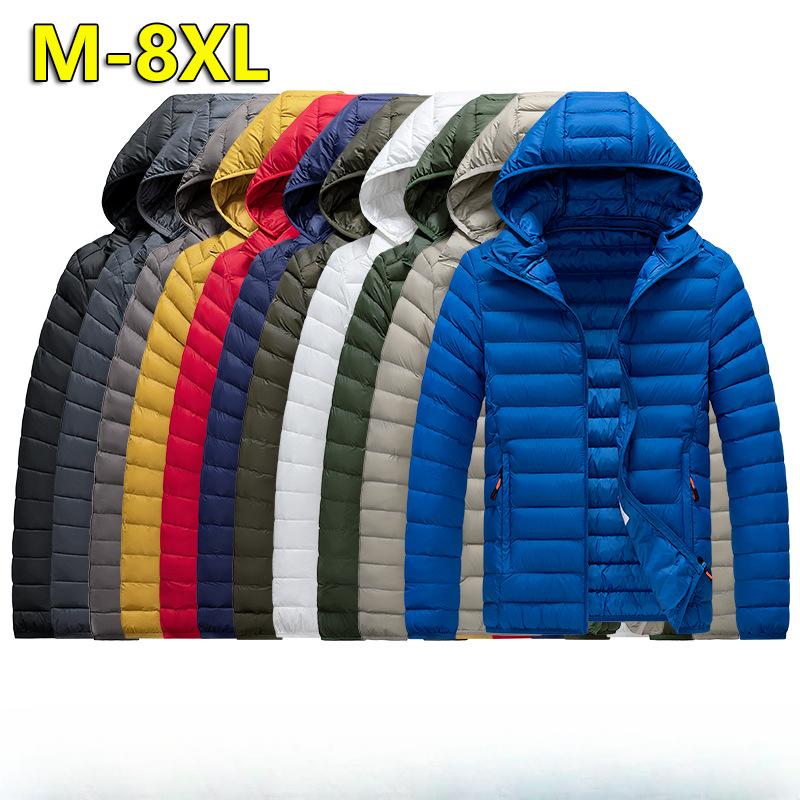 8XL Men New Autumn Winter Thick Warm Windproof Waterproof Parkas Jacket Coat Mens Hooded Casual Outwear Detachable Hat Outfits Parkas Coat Male