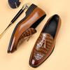 Британские Мужские Остроносые Кожаные Туфли с Узором под Крокодила Business Casual Для Мужчин Лоферы с Кисточками Формальная Свадебная Обувь