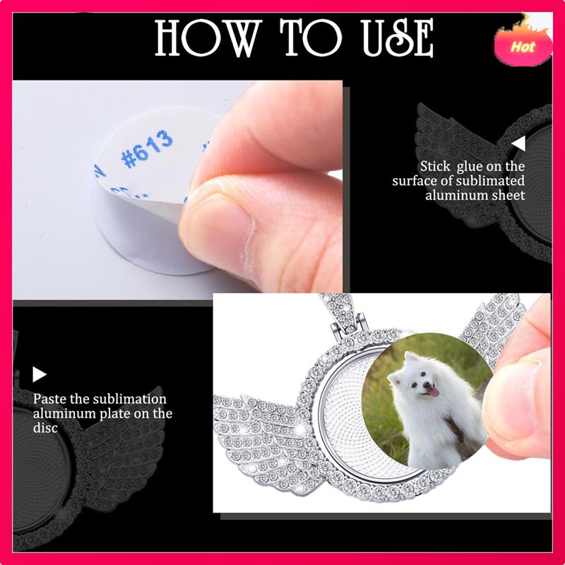 Набор подставок для сублимации со стразами и подвесок, 24 шт., 6 пустых подставок с рамкой, 6 шт. цепочек с 12 дисками