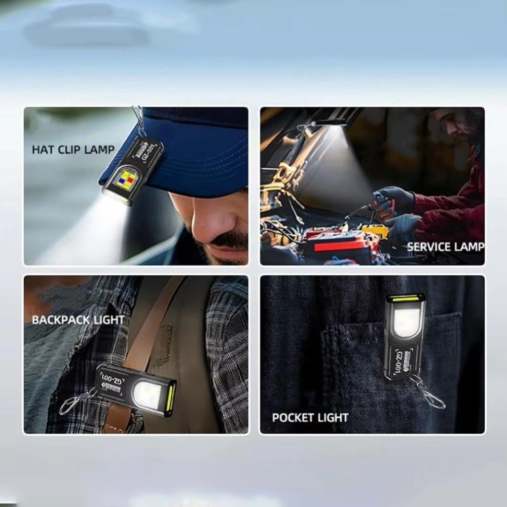USB Rechargeable Keychain Flashlight Multifunctional Pocket Lamp Mini Work Light Walking