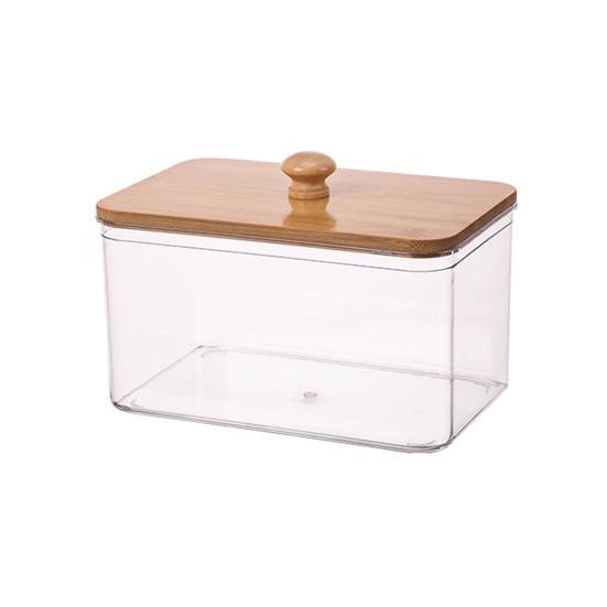 Контейнер для хранения шариков для стирки с бамбуковой крышкой, широкое отверстие, акриловый контейнер, органайзер для шариков стирального порошка, влагозащитный