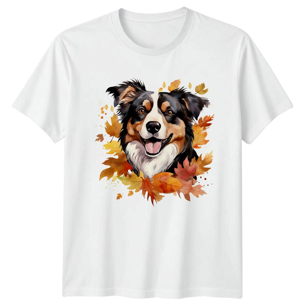 Cute Fall Dog Watercolor Clipart TShirt Aussie Gift For Him And Her