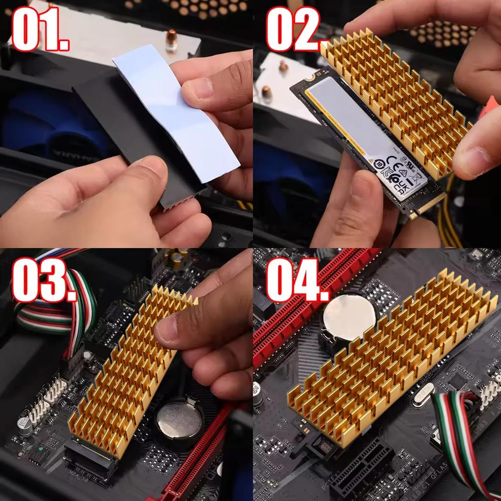 1-3 комплекта радиатора M.2 2280 SSD, алюминиевый радиатор для твердотельного накопителя с термопрокладкой для ПК, компьютерного SSD, инструмент-охладитель