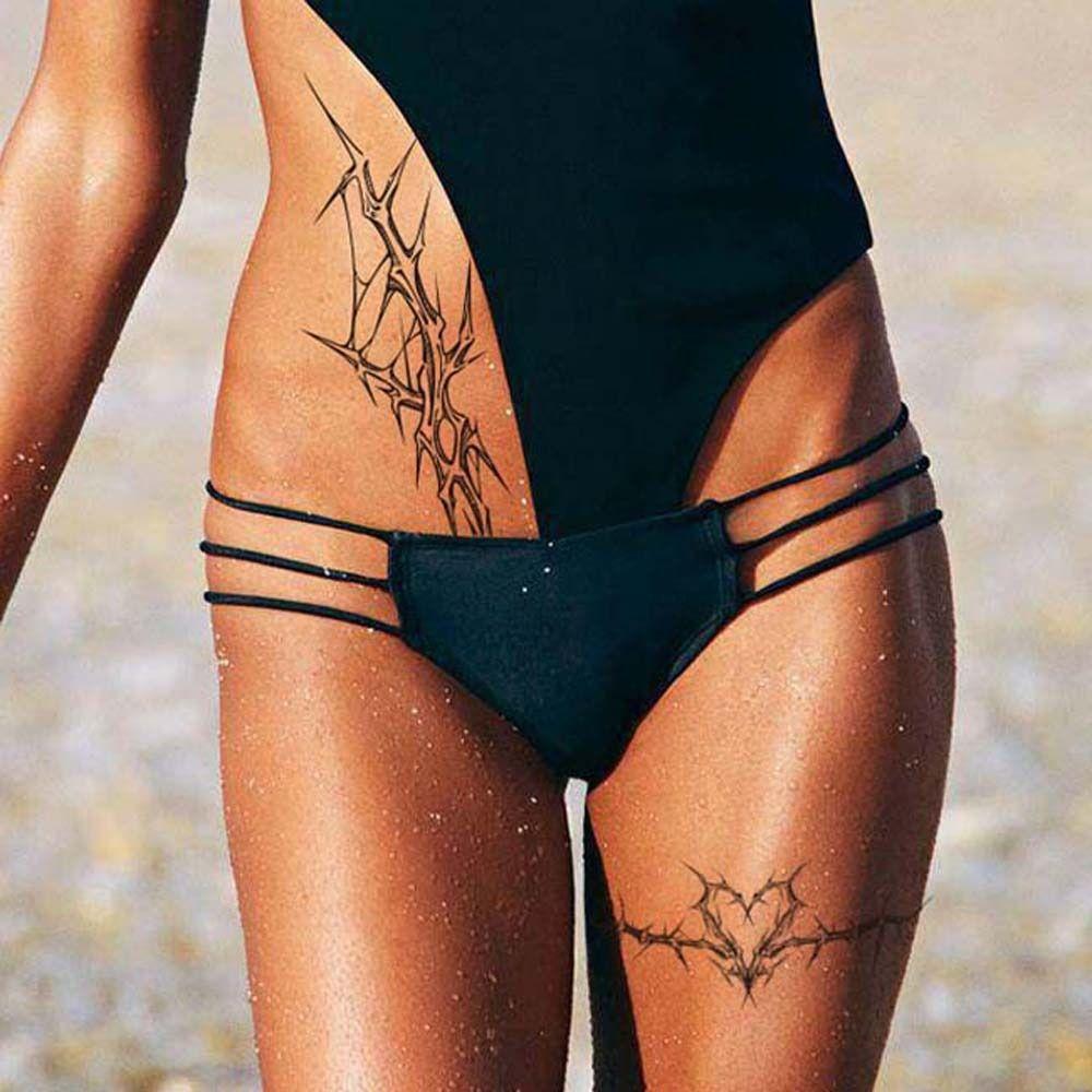 Инструмент красоты Черные линии татуировки наклейки Черные звезды линии временные татуировки креативные на открытом воздухе