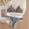 Женский бесшовный комплект с бюстгальтером, трусики с низкой талией, леопардовый комплект нижнего белья без косточек, спортивный бюстгальтер с v-образным вырезом, хлопковый сексуальный комплект нижнего белья