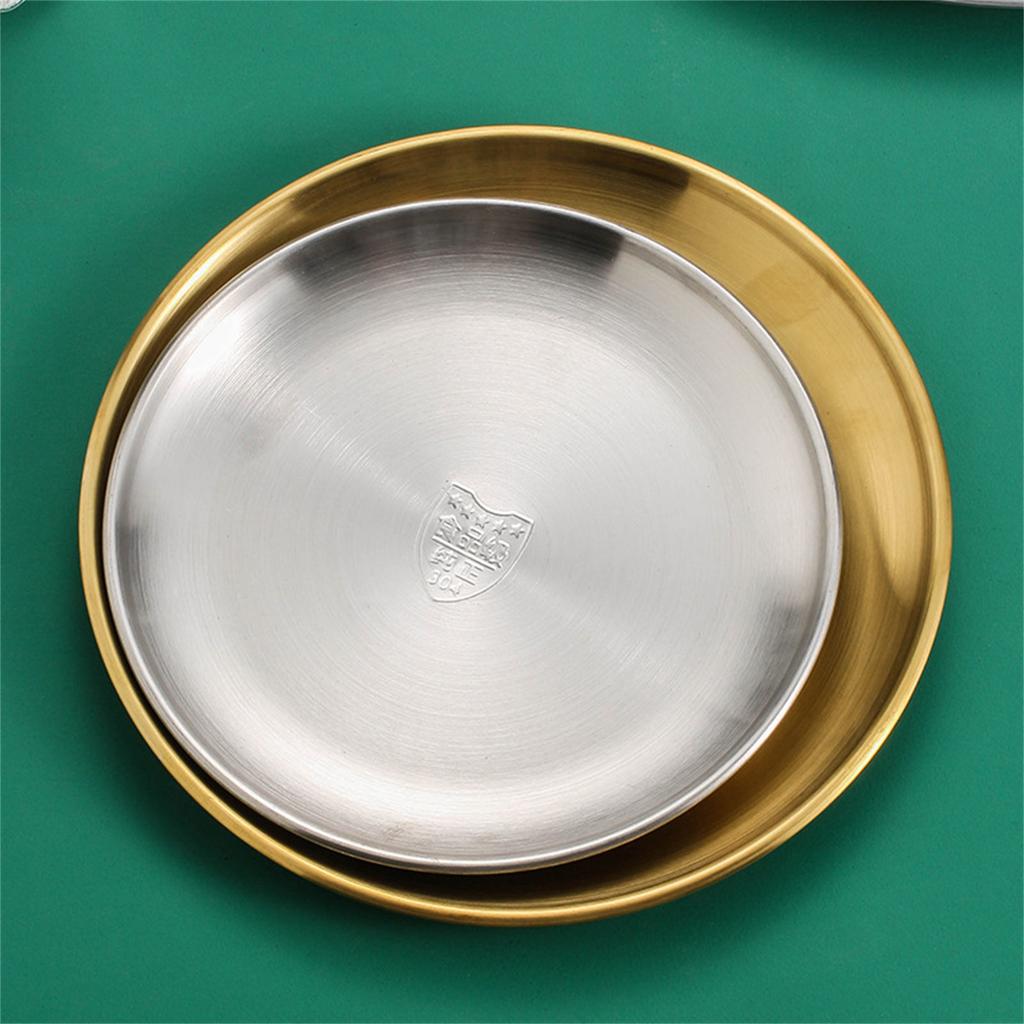 Set of 4 Elegant Meal Dish Set 304Stainless Steel Serving Plates Dinner Plate Suitable for Entertaining and Daily Use