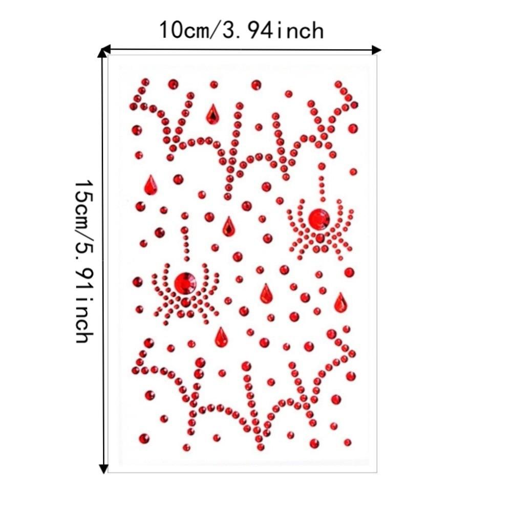 2PCS Shiny Halloween Stickers Spider Pattern Facial Crystal Stickers Stage Makeup