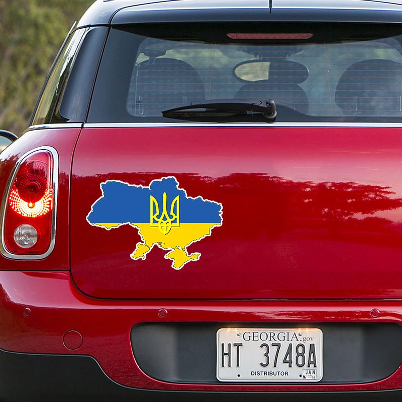 Self-adhesive Decal Ukraine Flag Trident Map Ukrainian Car Sticker Waterproof Auto Decors