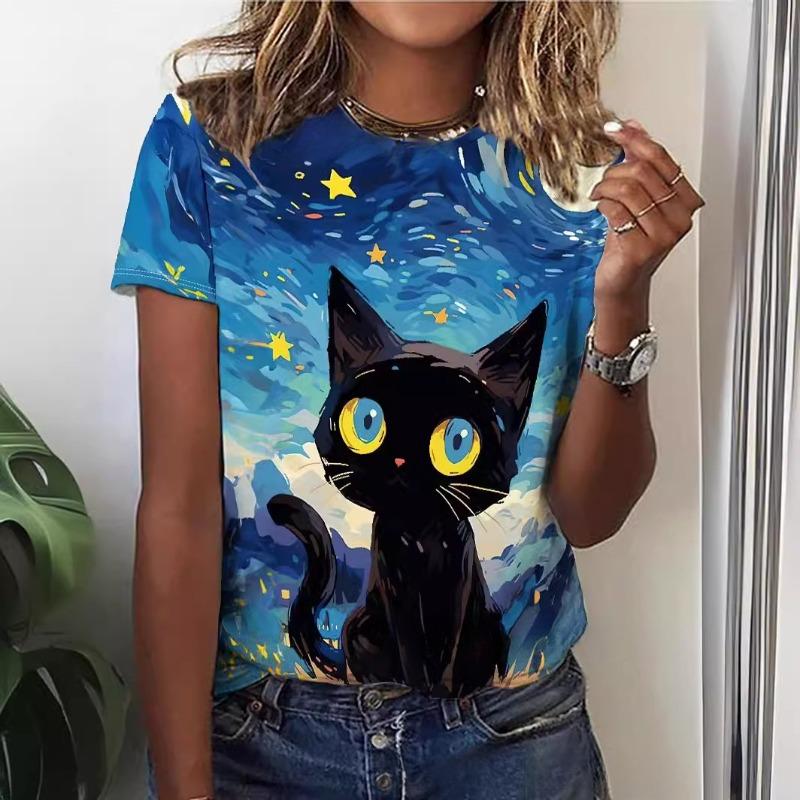 3D-печать Обработка печати для летней женской футболки с круглым вырезом для женщин Футболки женские