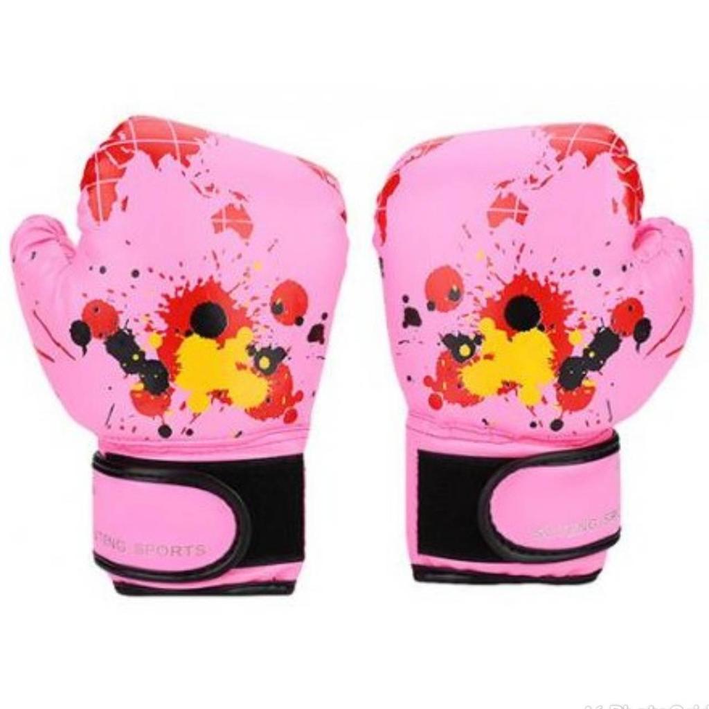Children Boxing Gloves Mesh Breathable PU Leather Flame Gloves Punch Training Fight Mitts Children Grappling Gloves