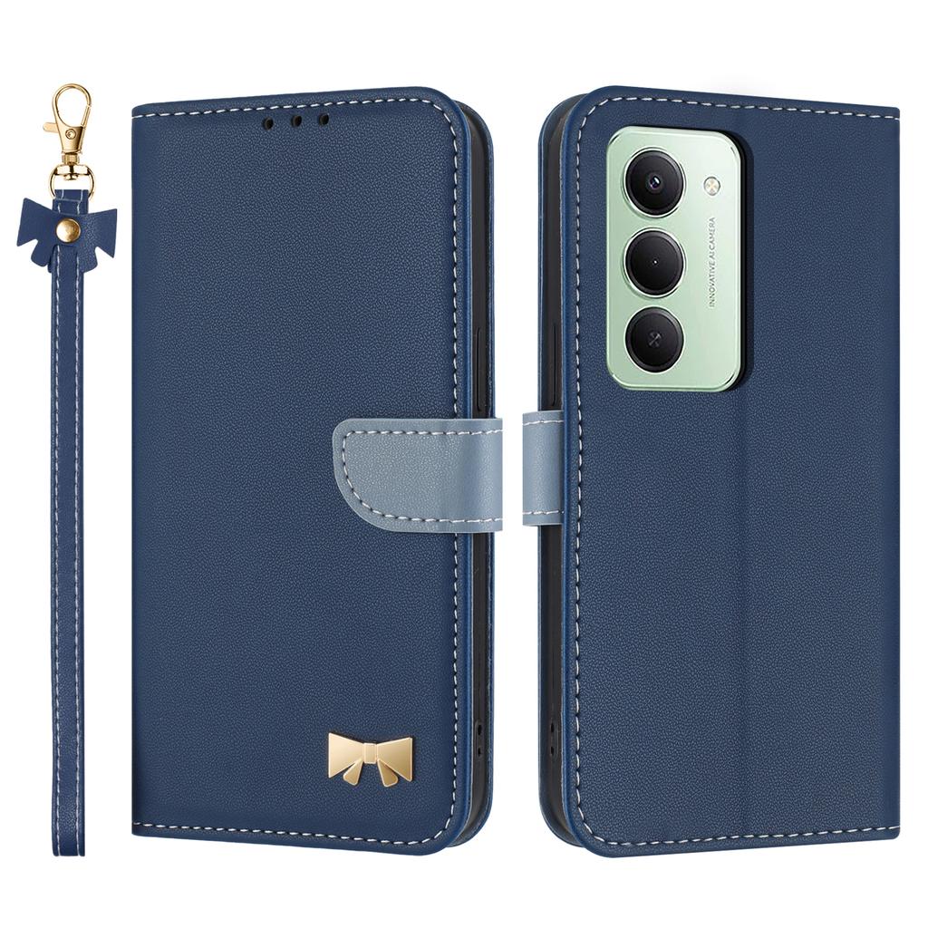 For Xiaomi Redmi 15 4G (EU) (171mm) Case Bowknot Decor Wallet Leather Phone Cover with Wrist Strap