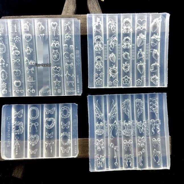 Трансграничная силиконовая форма для нейл-арта - Рамка-сердце, Крылья ангела, Кролик, Зоопарк, Дизайн с клубникой