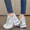 10cm Synthetic Air Mesh Genuine Leather Vulcanize Chunky Sneakers Summer Autumn Leisure Spring Women Platform Wedge Pumps