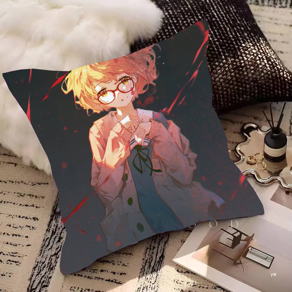 Курияма Мирай Анимация Kyoukai No Kanata Наволочка Модная Квадратная Наволочка Спальня Диван Комната Ins Декор Отдых