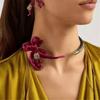 Heavy Duty Vintage Metal Enamel Warbler Tail Flower Open Collar Fashion High Sense Choker Collarbone Chain
