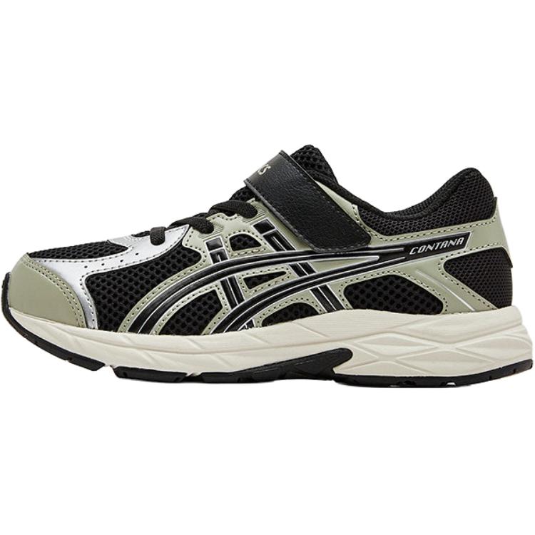 Asics Contana Искусственная кожа Ткань Ps Удобные Прочные Дышащие Низкие Кроссовки Детские кроссовки Черный Зеленый 1014A377-005