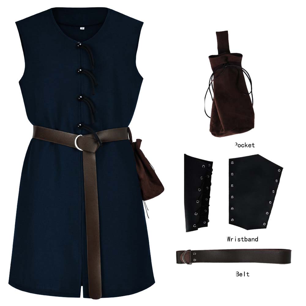 Halloween Adult Party Outfit Medieval Knight Viking Tunic Shirt Costume MDEC-053