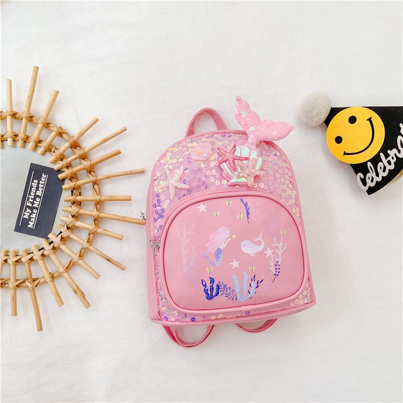 Kids Backpack Mermaid With With Shell Shimmer Starfish Design Childrens For