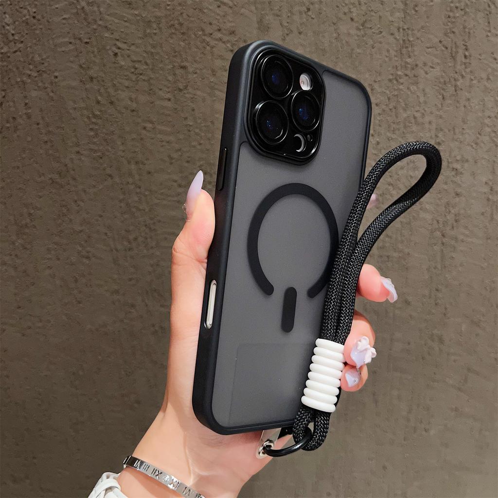 Прозрачный противоударный бампер Magsafe Матовый чехол Для For Iphone 17 16 14 13 Mini 15 12 11 Pro Max Plus Ремешок на запястье Магнитная крышка