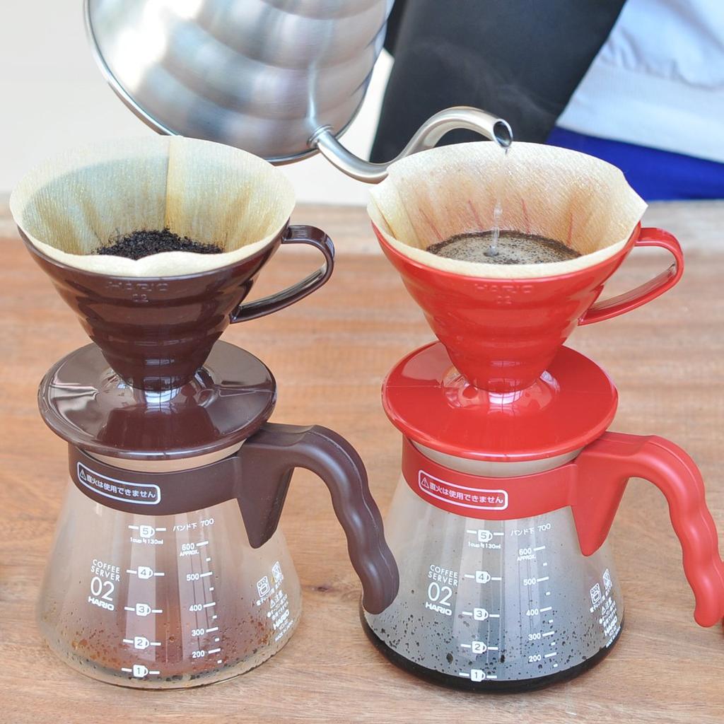 Набор кофейного сервера HARIO V60 02, Кофе-дрип, 1-4 чашки, Красный, VCSD-02R