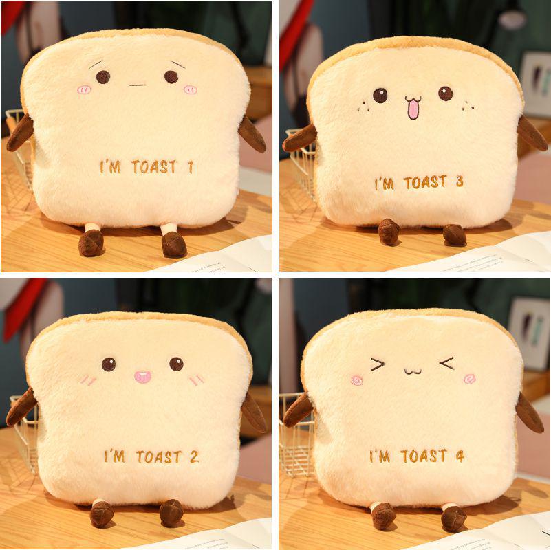 Creative Toast Hand Warmer Cushion – Cute, Skin-Friendly, Soft, and Cozy Pillow with Hand Inserts
