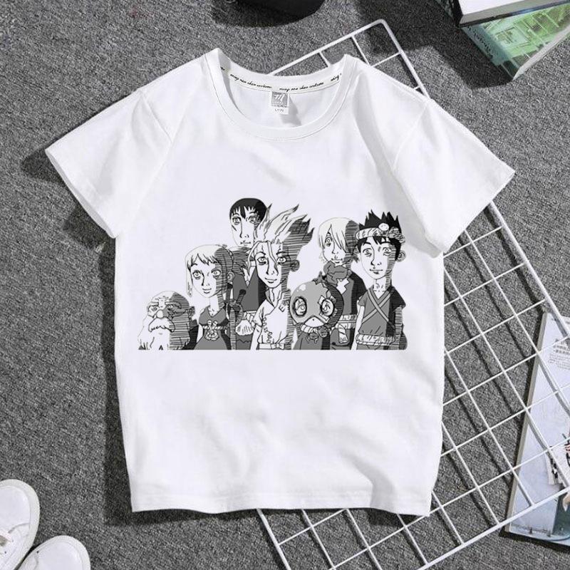 Модная детская футболка с рисунком Stone Era Dr Stone и графическим принтом, летние свободные белые женские топы с короткими рукавами, мужские футболки