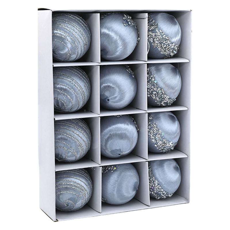 Флокированные елочные шары, бархатные шары, елочные шары, 12 штук, элегантные мягкие елочные шары для Рождества