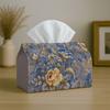 1pc Tissue Box Holder with Vintage Baroque Floral Design-Blue Golden Rose Textured Elegant,Durable Polyester,Ideal for Kitchen,Living Room,Bedroom,Bat