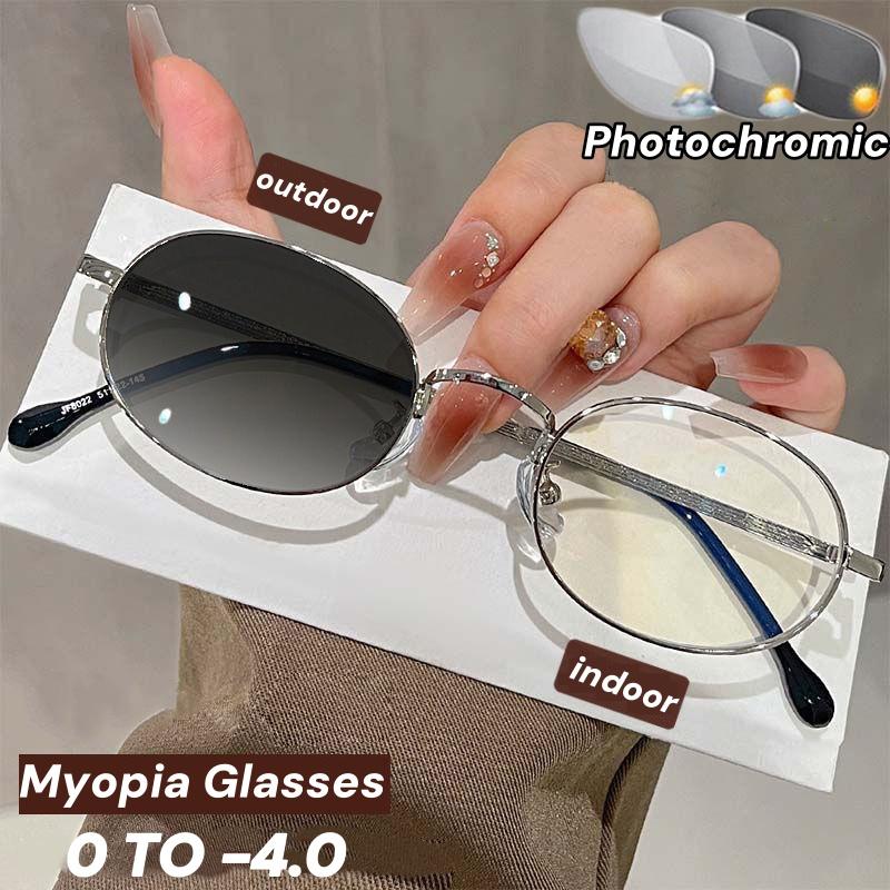 Новые Модные Женские Фотохромные Очки для Близорукости Роскошный дизайн Овальная оправа Очки для Близорукости Готовые Минусовые Солнцезащитные Очки Диоптрии