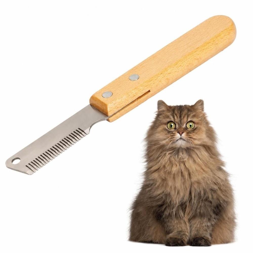 Multifunction Cat Grooming Comb with Wood Handle Pet Grooming Tool Home Grooming
