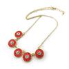 Les Trésors De Lily [N4074] - Golden Red 'Navajos' Designer Necklace