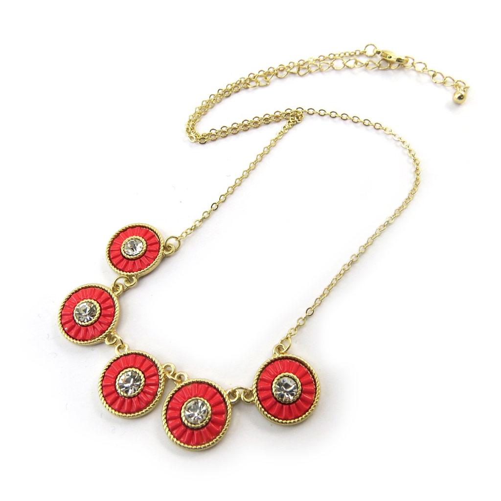 Les Trésors De Lily [N4074] - Golden Red 'Navajos' Designer Necklace
