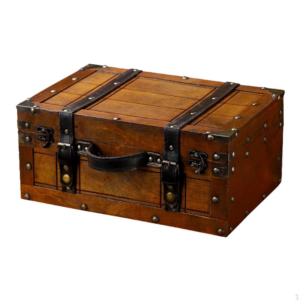 Старинный деревянный ящик для хранения, чемодан, сундук для ювелирных изделий, элегантный, универсальный, с откидной крышкой