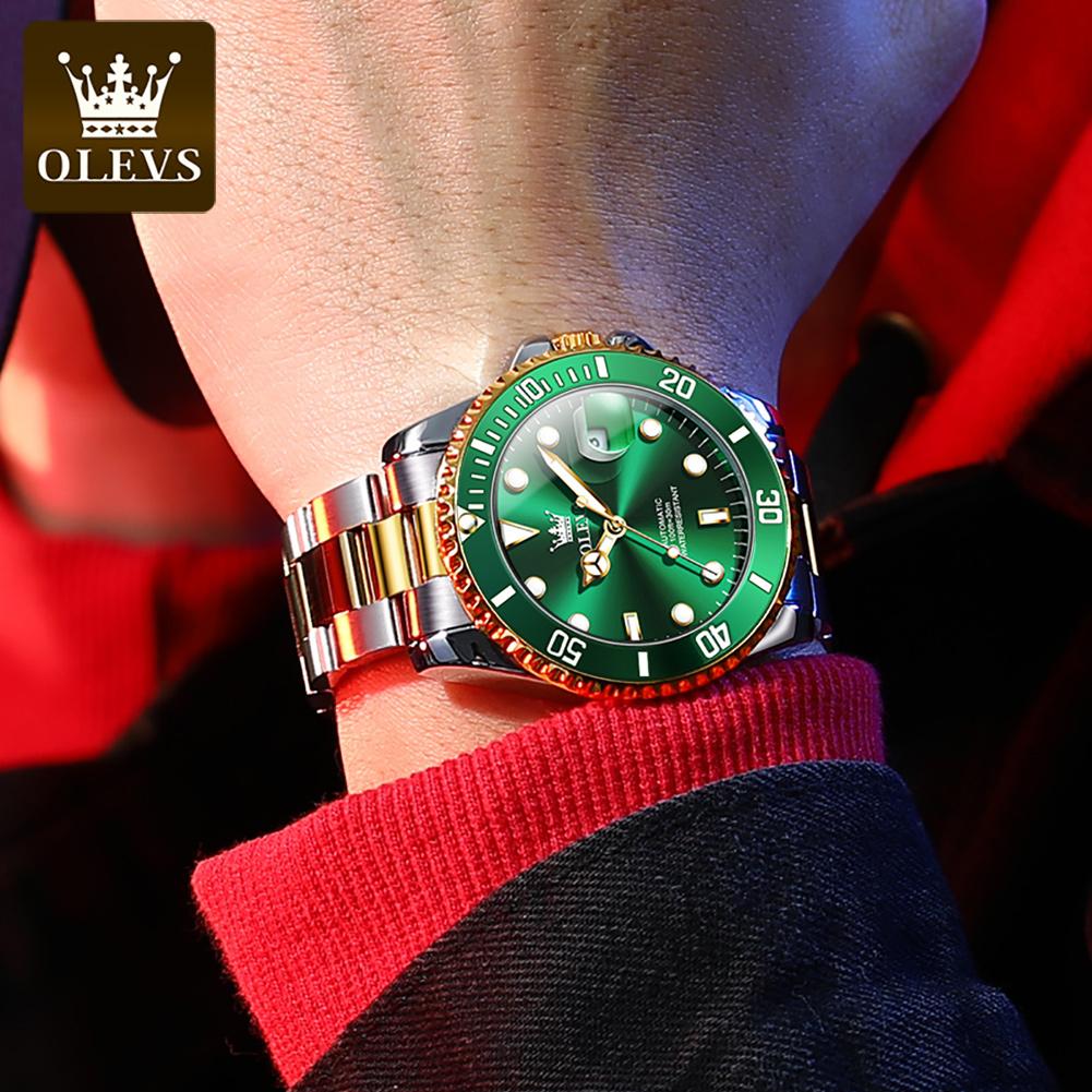 OLEVS Men's Watches Top Brand Classic Trend Fine Steel Original Automatic Mechanical Wristwatch Waterproof Luminous Big Date New