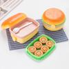 Cute Hamburger Fork Food Container Lunch Box Double Tier Bento Lunchbox