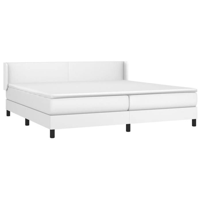 Maison Exclusive - Sommier à lattes de lit avec matelas Blanc 200x200cm Similicuir