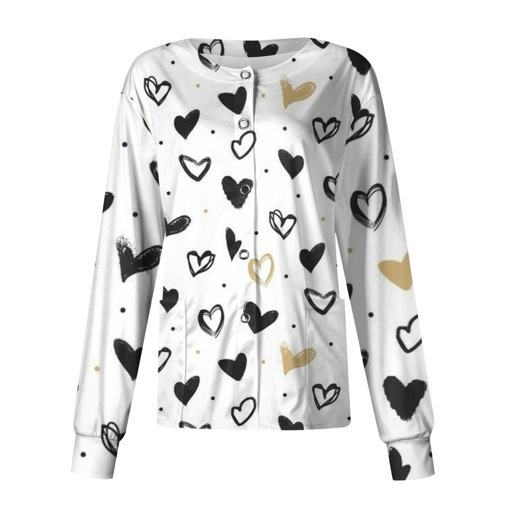 Женский повседневный однобортный однобортный костюм с длинными рукавами и принтом на День святого Валентина, топ-кардиган