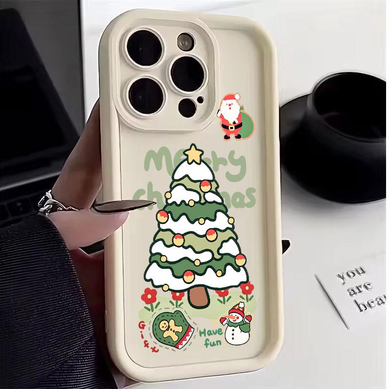 Чехол для телефона с принтом рождественской елки для iPhone 16 15 14 13 12 11 Pro Max X XR XS Max SE2 8 7Plus Ударопрочный силиконовый задний чехол