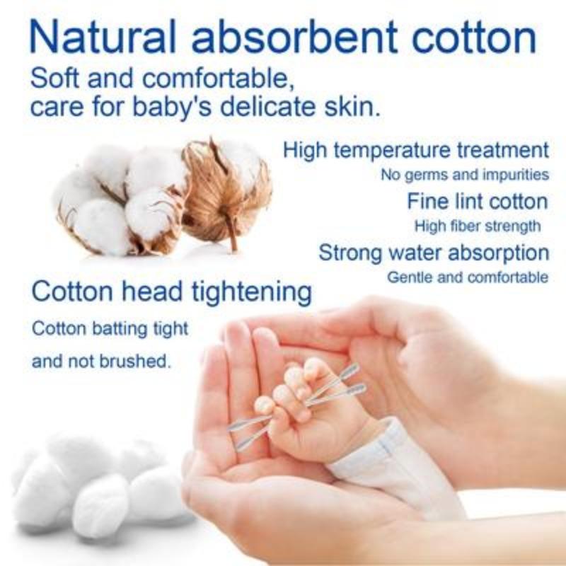 Детские ватные палочки Натуральные ватные палочки Первая помощь Макияж Палочки для носа и ушей Биоразлагаемые Не содержат хлора 100 шт.