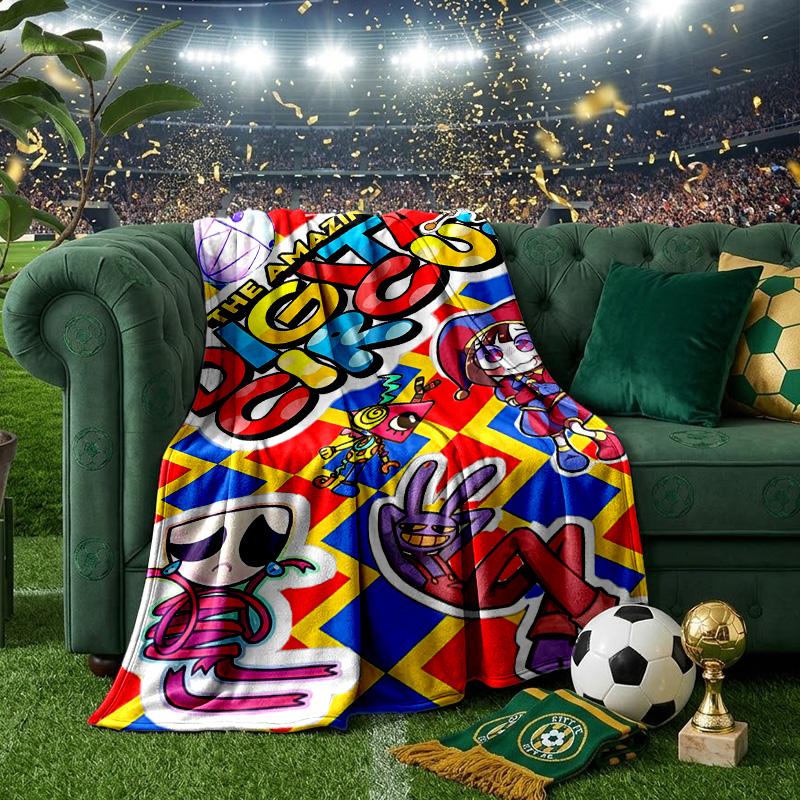 Colorful Digital Circus Throws Blanket Flannel Blankets Plush for Couch Bed Gifts for Men Women Travel picnic blanket Christmas fan gifts