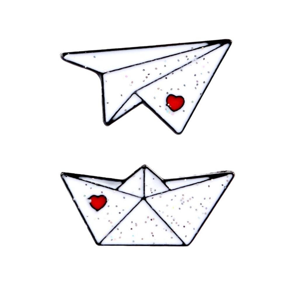 Love Heart Paper Plane Enamel Pins Dripping Oil Cute Childhood