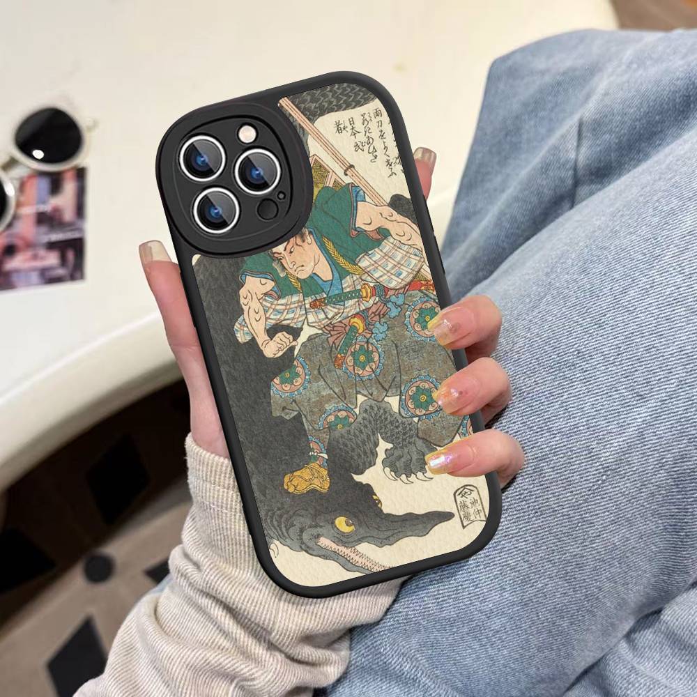 Кожаный чехол для телефона Utagawa Kuniyoshi Ukiyoe Art для iPhone 16 15 14 Plus 13 12 11 Pro Max